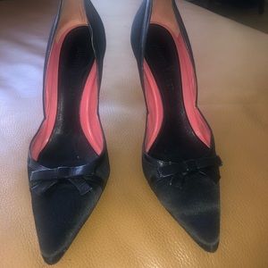 Judith Leiber Satin + Leather Black Shoe Size 6.5B